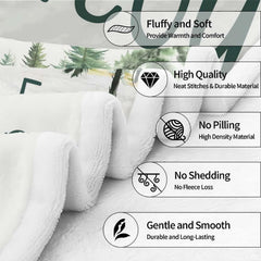 Close-up view of forest green ribbon banner and rustic arrow details on bedding.