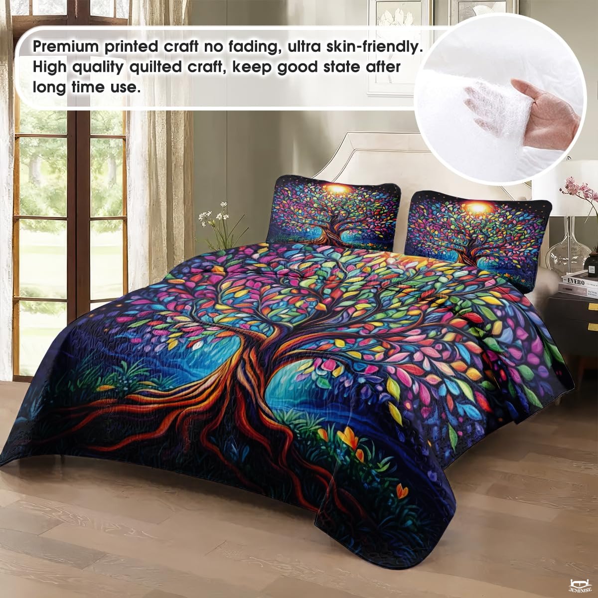 Personalized Colorful Tree of Life Quilts, Yggdrasil Quilt King