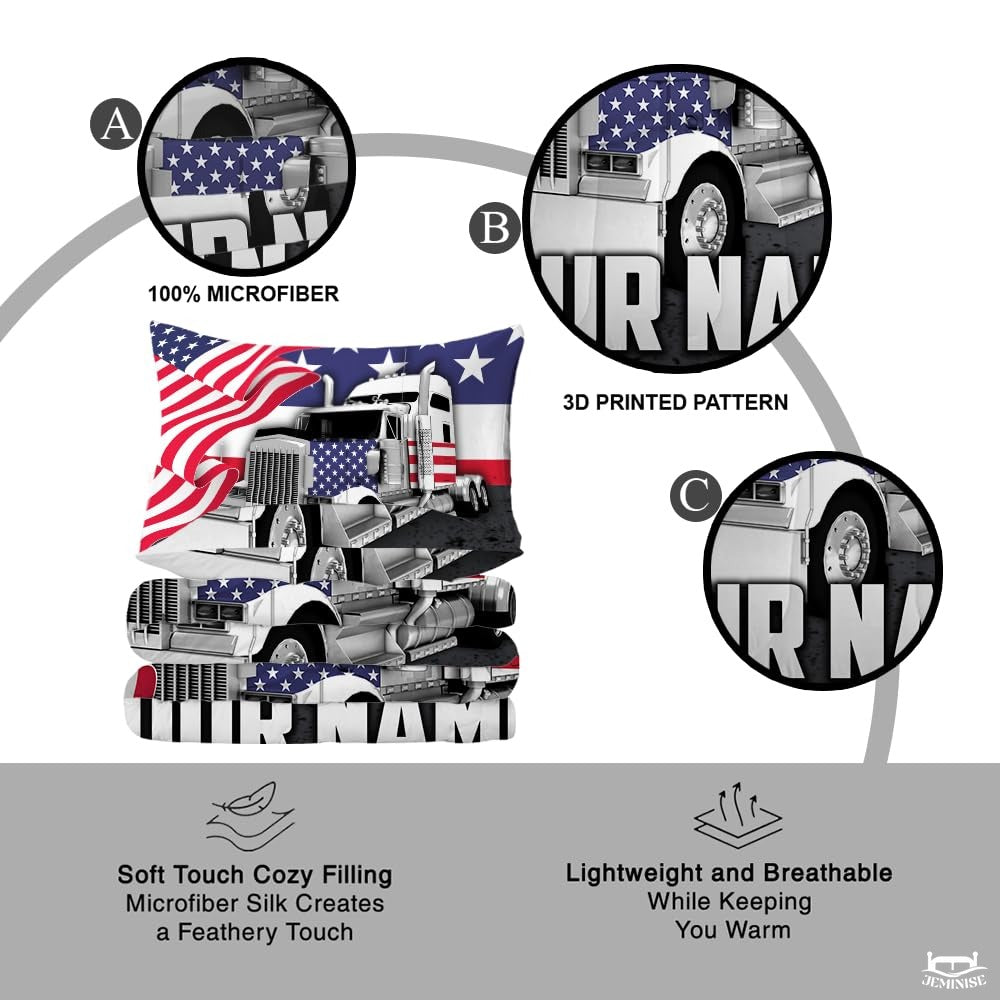Custom Patriotic Semi Truck with Waving American Flag Comforter