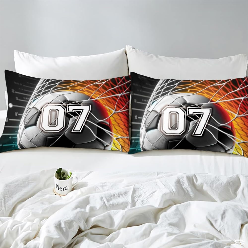Custom Soccer Ball Net Comforter Set, Machine Washable