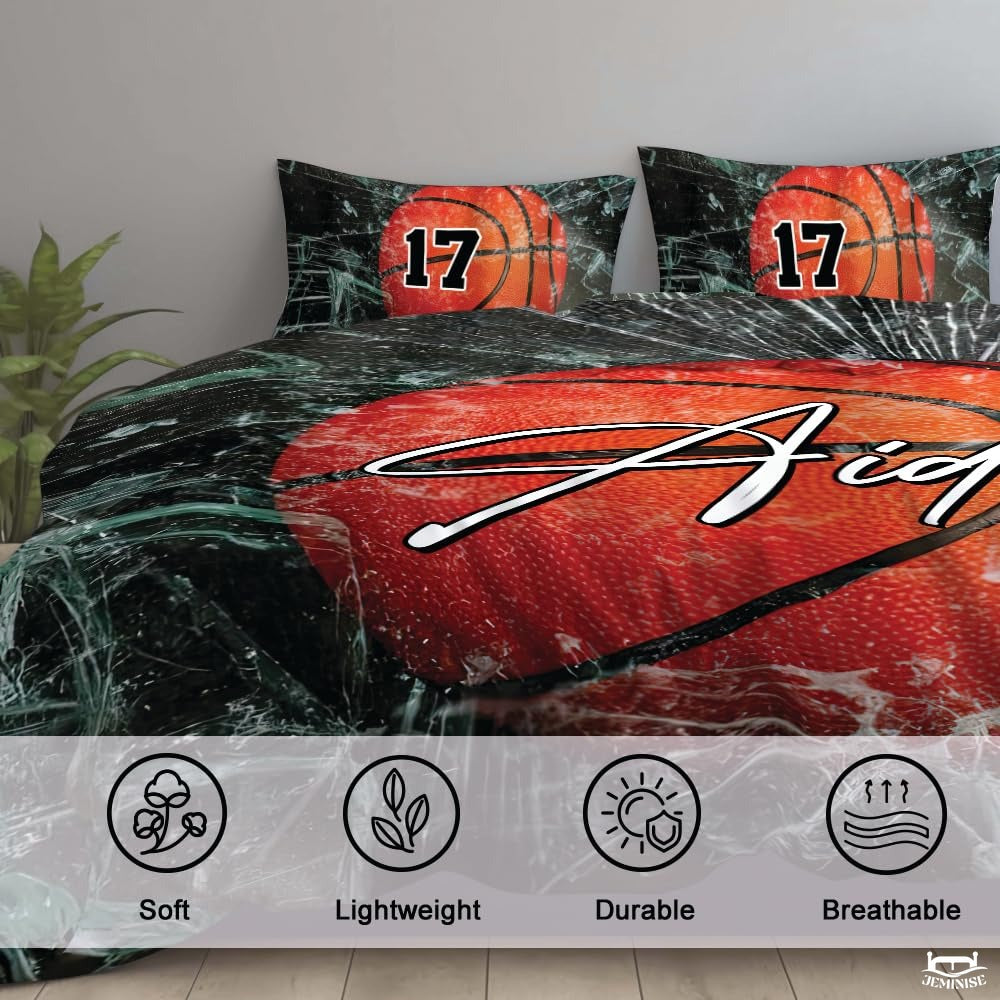 Personalized Basketball Shattered Glass Comforter with Name and Number