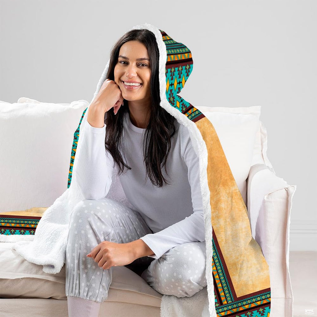 Wolf dreamcatcher throw blanket view 8 highlighting wolf pack portrait, eagle feathers, and tribal patterns