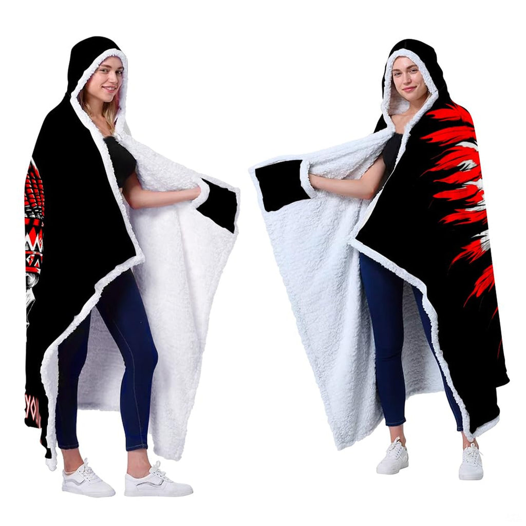 Living room styling with warrior skull graphic blanket