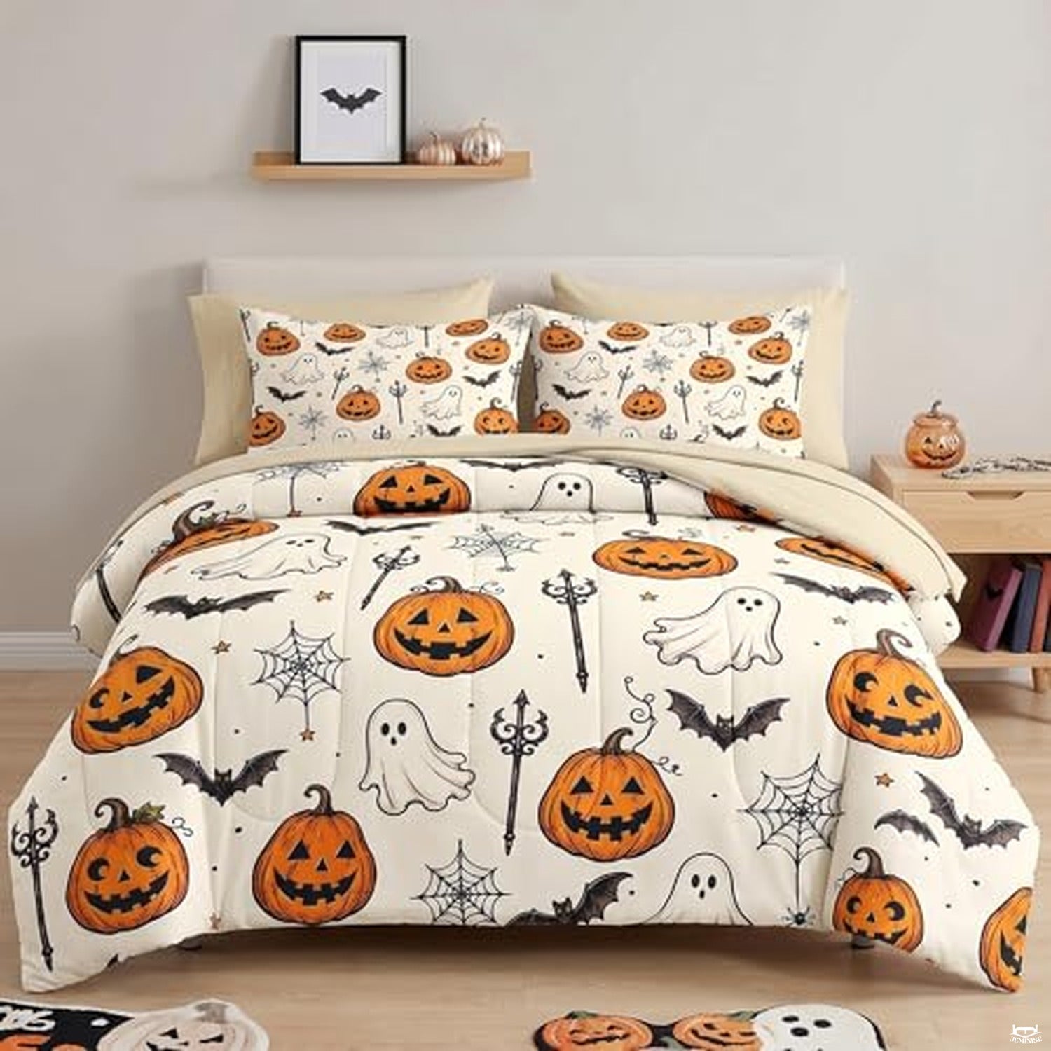 Pamnest Twin Halloween Comforter Set with Sheets, 5 Pieces Evil Bedding
