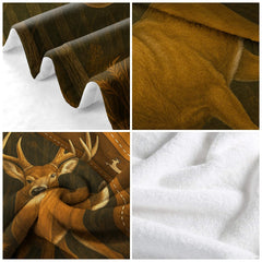 Four-panel close-up view showing textile pile, printed detail, and edge finishing.