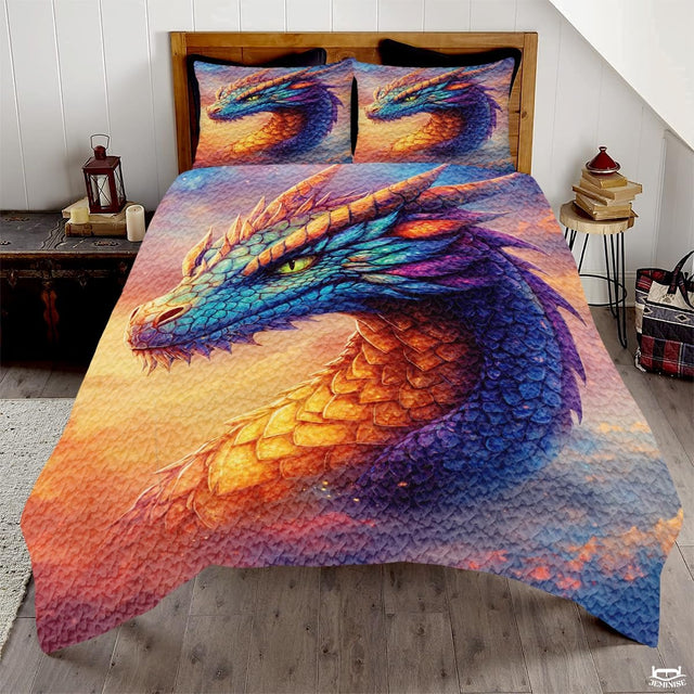 Fantasy Art Fantasy Dragon Comforter Set with Dragon Scales And Bedroom Setting