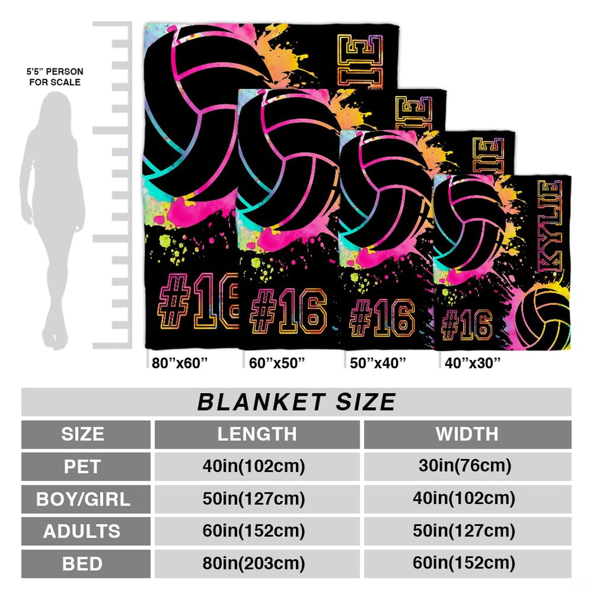 Top view of vibrant tie-dye gradient volleyball graphics with energetic paint splash patterns.