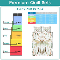 Dragonfly dreamcatcher bedding sizing infographic