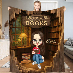 Rustic wooden library illustration featuring vintage bookshelves and an avid reader for a wooden bed setup.