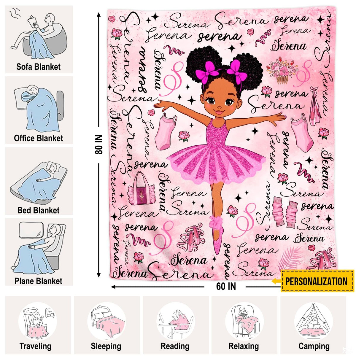 Artistic dance theme illustration with sparkling stars and ballet ribbons on blush pink.