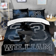 Personalized Dark Baseball Player Bedding Set Full Twin Queen King, Boys Twin Bedding Sports Baseball Players Bedspread Microfiber Ultra Soft Lightweight