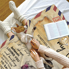 Daughter love letter throw blanket view 7 highlighting airmail postage borders, watercolor flowers, and butterflies