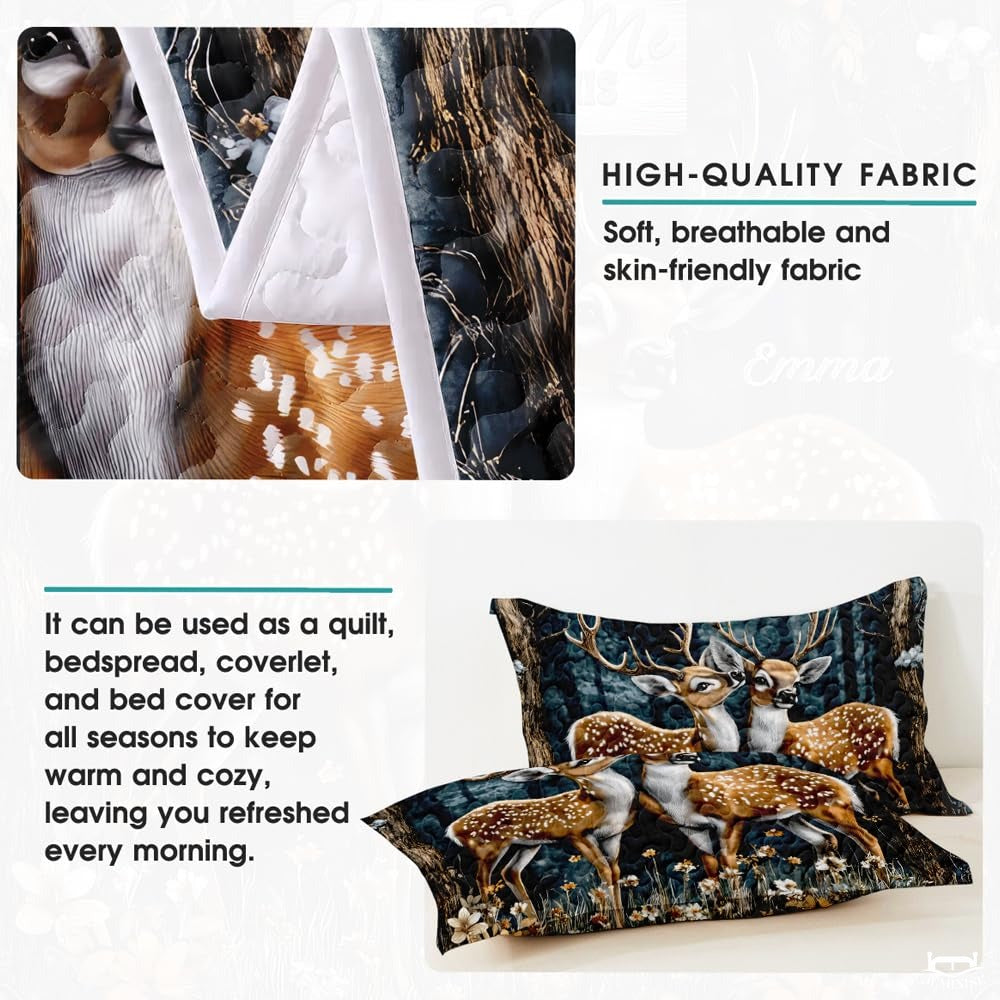 Personalized Wildlife and Romance Two Deer Standing in a Forest Comforter