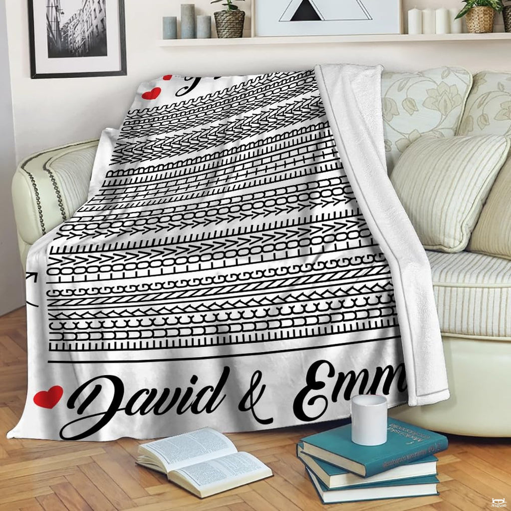 Size options diagram illustrating optical illusion throw blanket dimensions beside adult silhouette