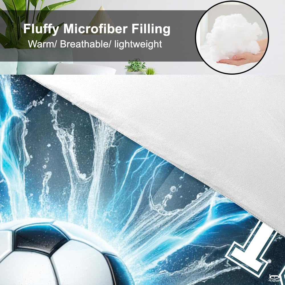 Custom Soccer Ball with Lightning Splash Comforter Set