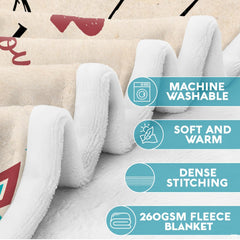 Macro texture display showing reverse pile finish and cleaning guidance badge icons.