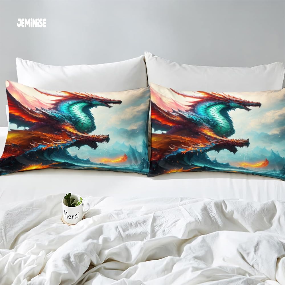 Jeminise Dragon on Cliff Comforter Set, Fantasy Bedding