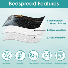 Overhead display of nature-inspired black bear bedding with cool slate grey tree accents.