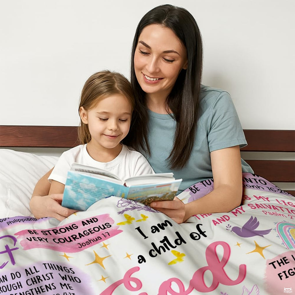 Pastel scripture bible verses inspirational faith blanket showing scripture quotes and doves view 3