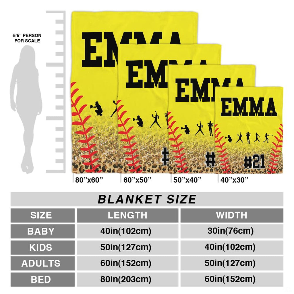 Alternative perspective of yellow fastpitch graphic blanket