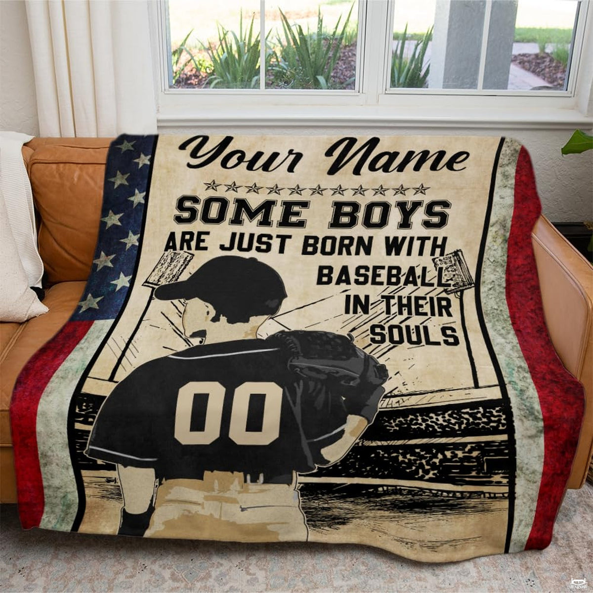 Youth baseball player facing stadium floodlights with inspirational typography, view 7.