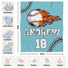 Flaming fireball baseball with fiery trails against sky blue backdrop, view 5.