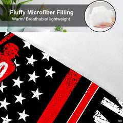 Matching pillowcase detail for baseball bedding set featuring coordinated red player silhouette and vertical flag graphics