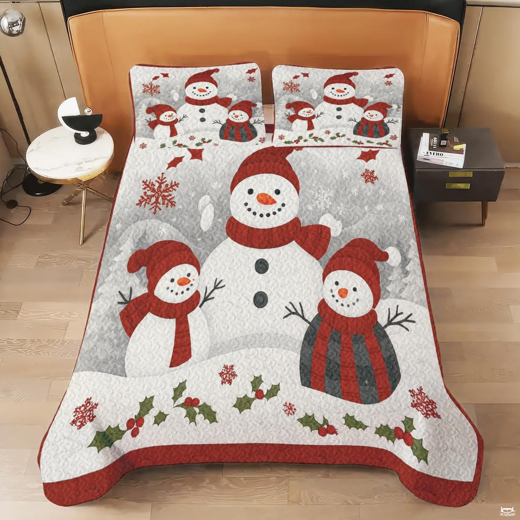 Side view of holiday bedding set showing comprehensive decorative pattern coverage in natural light.