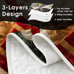 Angle view of holiday Christmas bed sheets design with crimson red berries and pine thematic accent.
