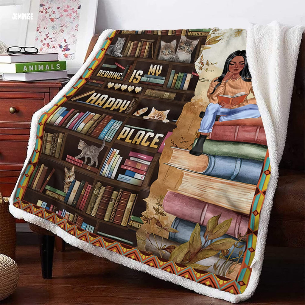 Jeminise Customized Reading Blanket for Book Lovers, Personalized Daughter Gift