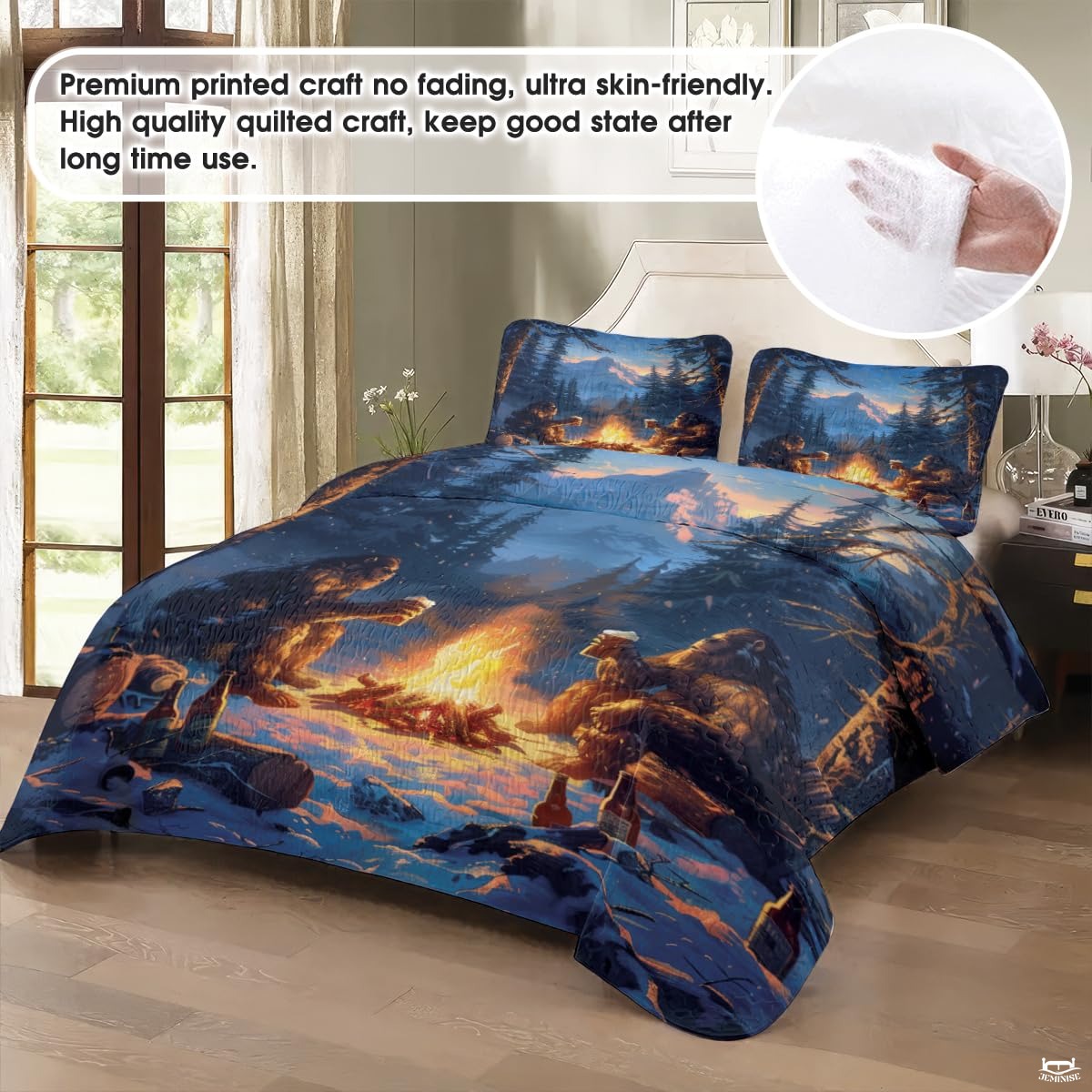 Personalized Bigfoot Campfire Night Forest Quilt Sets