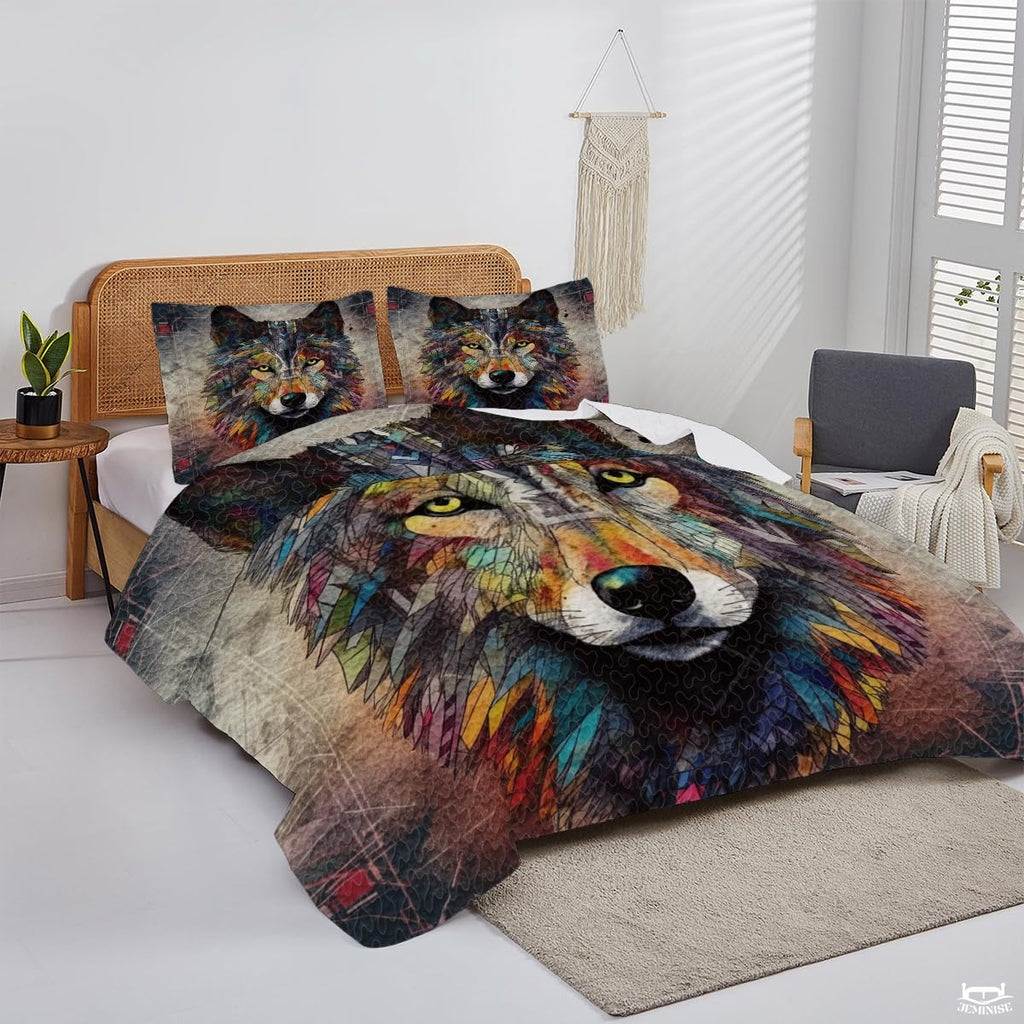 Custom Wildlife Wolf Head Close Up Portrait Comforter