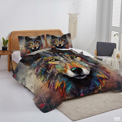 Custom Wildlife Wolf Head Close Up Portrait Comforter