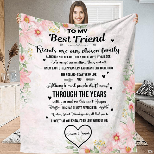 To my best friend chosen family floral tribute blanket showing artwork view 1