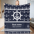 Nautical ship wheel helm anchor navy blanket held upright by model