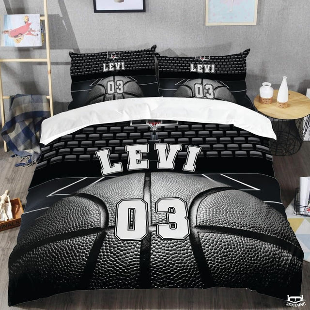 Personalized Basketball Court Perspective Comforter with Name and Number