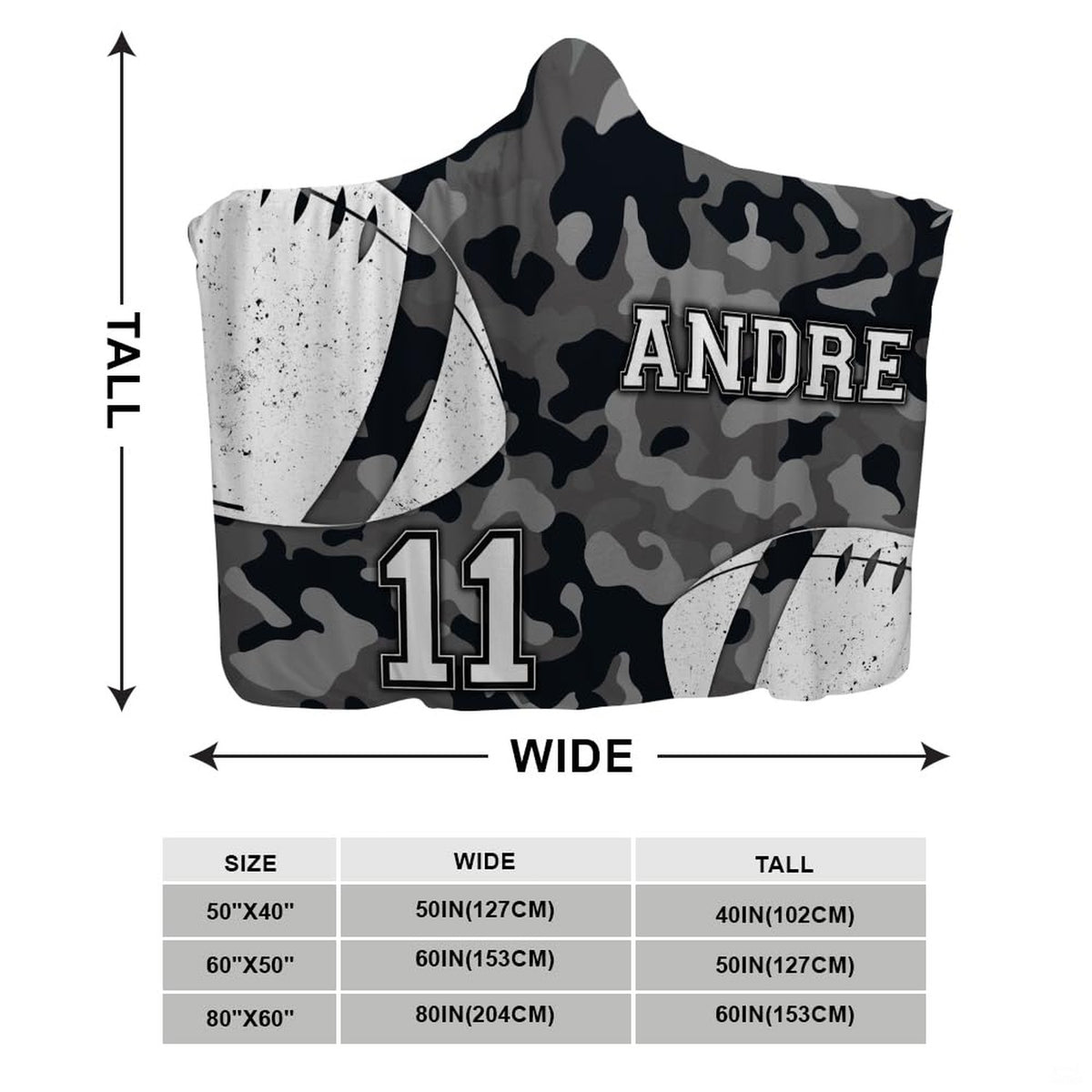 Grey urban camouflage pattern with corner football graphics and varsity typography, view 3.