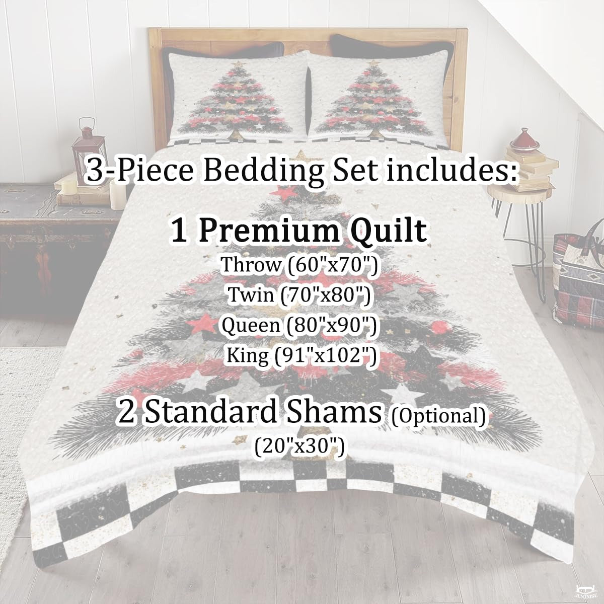 Christmas Bedding Quilt – Soft Microfiber Holiday Bedspread, Lightweight Winter Bedding, Cozy Xmas Quilts for Couch, Bedroom & Seasonal Home Decorations (Christmas Quilt-DS11)