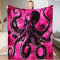 Lifestyle view showing cosmic pink watercolor kraken octopus design held open.