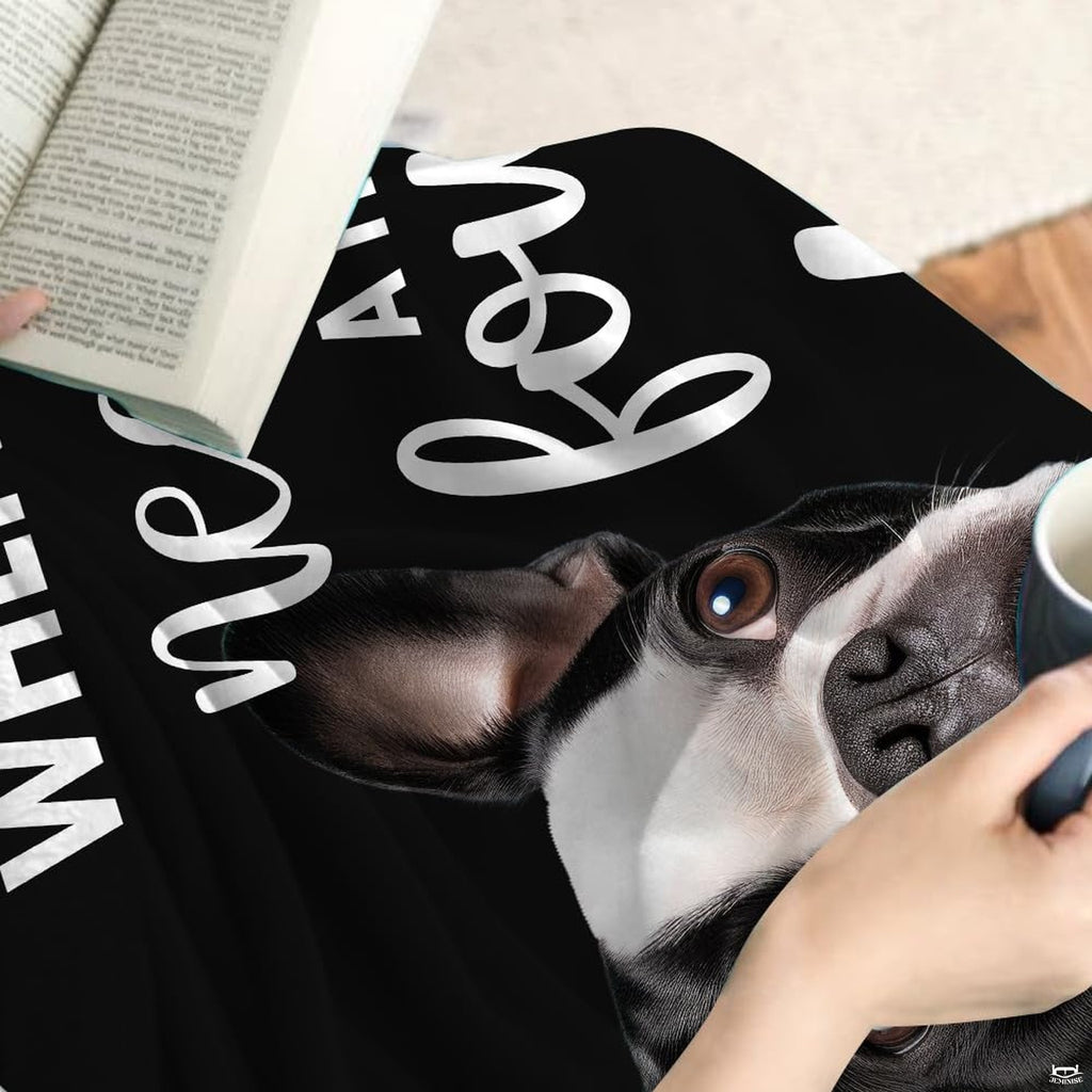 Love pet beds for dogs visual theme showing expressive pup artwork across neutral bedding set.