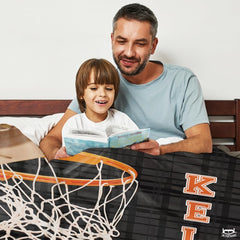 Personalized Basketball Ball Below Net Blanket with Name and Number