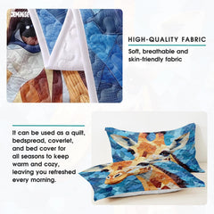 Jeminise Cat Farmhouse Quilt Set, Cozy Animal Bedding