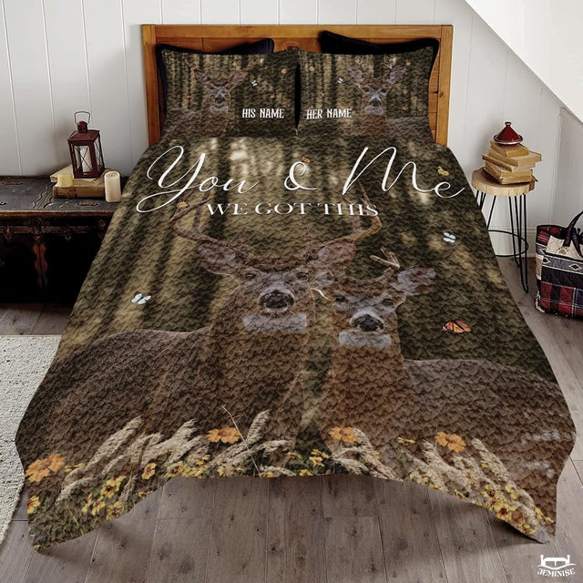 Personalized Wildlife Deer Couple in Forest Comforter