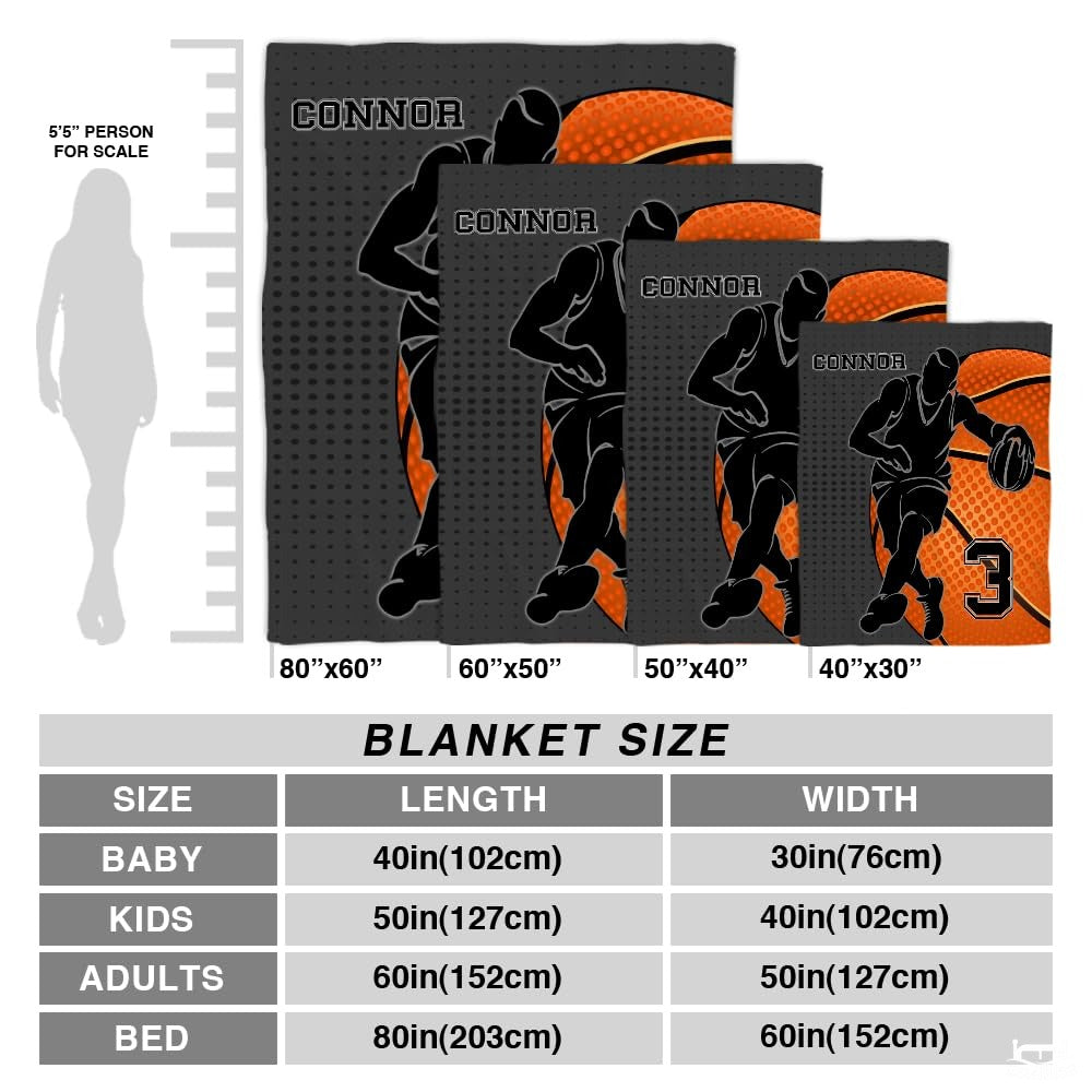 Personalized Basketball Player Silhouette Blanket with Name and Number