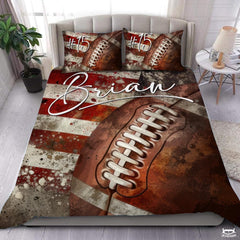 Custom American Football Close Up on Grunge Vintage Comforter