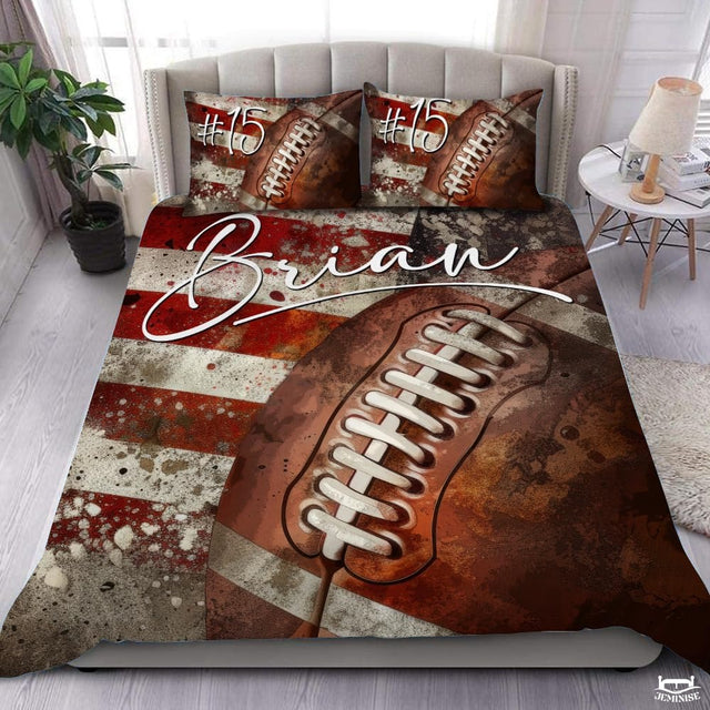 Custom American Football Close Up on Grunge Vintage Comforter