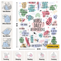 Nurse daily affirmations design with pastel color blotches and medical doodle art, view 4.