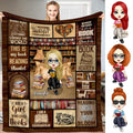 Personalized Blonde Girl Reading Amidst Bookshelves Blanket - Book