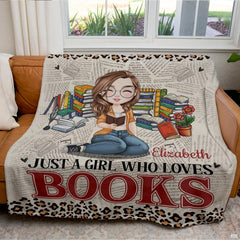 Personalized Girl Glasses Reading on Newspaper Pattern Throw Blanket