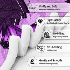 Custom Purple Butterflies Text Blanket, Machine Washable